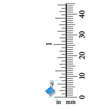 Solitaire Simulated Blue Topaz CZ Pendant for Necklace 925 Sterling Silver